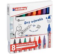 edding 4-360-8 Set of 8 Refillable Board Markers 1.5 - 3 mm Assorted 8 Colours: Black, Red, Blue, Green, Yellow, Orange, Brown, Purple