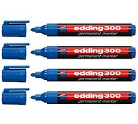 edding 4 x 300 Permanent Marker Pen - Blue - Round Tip 1.5-3 mm