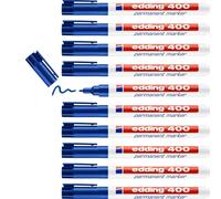 edding 400 permanent marker - blue - 10 pens - fine round tip 1 mm - waterproof,