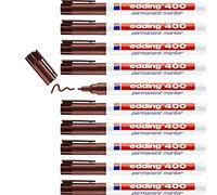 edding 400 permanent marker - brown - 10 pens - fine round tip 1 mm - waterproof, quick-drying, smear-proof pens - for cardboard, plastic, wood, metal, glass and fabric