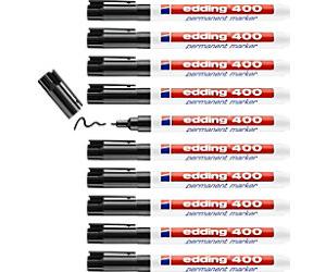 edding 400 Permanent Marker Fine Bullet - 1 mm Black Refillable Water-Resistant Pack of 10