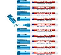 edding 400 permanent marker - light-blue - 10 pens - fine round tip 1 mm - waterproof, quick-drying, smear-proof pens - for cardboard, plastic, wood, metal, glass and fabric