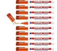 edding 400 permanent marker - orange - 10 pens - fine round tip 1 mm - waterproof, quick-drying, smear-proof pens - for cardboard, plastic, wood, metal, glass and fabric