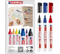 edding 400 Permanent Marker Pen Fine Tip Waterproof Black, Blue, Red 3 Pack | Fine Precision Marking, Multi-Surface Writing, Smudge Resistant, Quick Drying, Heat Resistant to 200 Degrees