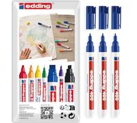 edding 400 Permanent Marker Pen Fine Tip Waterproof Refillable Blue 3 Pack | Fine Precision Marking, Multi-Surface Writing, Smudge Resistant, Quick Drying, Heat Resistant to 200 Degrees