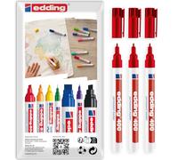 edding 400 Permanent Marker Pen Fine Tip Waterproof Refillable Red 3 Pack | Fine Precision Marking, Multi-Surface Writing, Smudge Resistant, Quick Drying, Heat Resistant to 200 Degrees