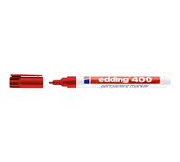 edding 400 permanent marker - red - 10 pens - fine round tip 1 mm - waterproof, quick-drying, smear-proof pens - for cardboard, plastic, wood, metal, glass and fabric