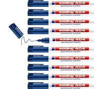edding 404 permanent marker - blue - 10 pens - fine round tip 0.75 mm - waterproof, quick-drying, smear-proof pens - for cardboard, plastic, wood, metal, glass and fabric