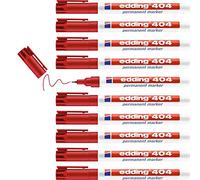 edding 404 permanent marker - red - 10 pens - fine round tip 0.75 mm - waterproof, quick-drying, smear-proof pens - for cardboard, plastic, wood, metal, glass and fabric