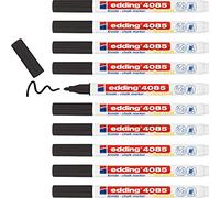 edding 4085 chalk marker - black - 10 chalk pens - round tip 1-2 mm - fine-tipped wet wipe pen for chalkboards, windows, glass, mirrors - liquid chalk marker pens for opaque coverage