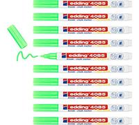 edding 4085 chalk marker - neon-green - 10 chalk pens - round tip 1-2 mm - fine-tipped wet wipe pen for chalkboards, windows, glass, mirrors - liquid chalk marker pens for opaque coverage