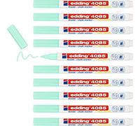 edding 4085 chalk marker - pastel-green - 10 chalk pens - round tip 1-2 mm - fine-tipped wet wipe pen for chalkboards, windows, glass, mirrors - liquid chalk marker pens for opaque coverage