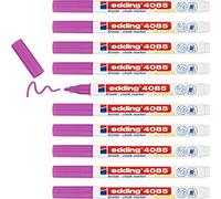 edding 4085 chalk marker - pink - 10 chalk pens - round tip 1-2 mm - fine-tipped wet wipe pen for chalkboards, windows, glass, mirrors - liquid chalk marker pens for opaque coverage