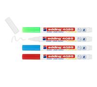edding 4085 chalk marker - red, white, blue, green (basic) - 4 chalk pens - roun