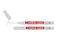 edding 4085 chalk marker - white - 2 chalk pens - round nib 1-2 mm - fine-nib wet wipe pen for chalkboards, windows, glass, mirrors - liquid chalk marker pens for opaque coverage