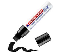 Edding 4090 Chalk Marker - Black - 1 Pen - Chisel Nib 4-15 mm - Broad Nib Wet Wipe for Chalkboards, Windows, Glass, Mirrors - Liquid Chalk Marker for Opaque Coverage