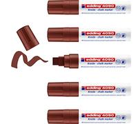 edding 4090 chalk marker - brown - 5 chalk pens - chisel tip 4-15 mm - broad-tipped wet wipe pen for chalkboards, windows, glass, mirrors - liquid chalk marker pens for opaque coverage
