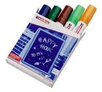 edding 4090 chalk marker - multi-coloured - 5 chalk pens - chisel nib 4-15 mm - wet wipe pen for chalkboards, windows, glass, mirrors - liquid chalk marker pens for opaque coverage
