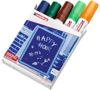 Edding 4090 Chalk Marker - Multi-Coloured - 5 Chalk Pens - Chisel Tip 4-15 mm - Wet Wipe Pen for Chalkboards, Windows, Glass, Mirrors - Liquid Chalk Marker Pens for Opaque Coverage, 4-4090099