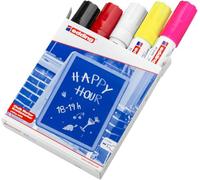 edding 4090 chalk marker - multi-coloured (basic) - 5 chalk pens - chisel tip 4-15 mm - wet wipe pen for chalkboards, windows, glass, mirrors - liquid chalk marker pens for opaque coverage