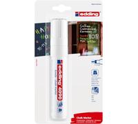 edding 4090 chalk marker - white - 1 chalk pen - chisel tip 4-15 mm - broad-tipped wet wipe pen for chalkboards, windows, glass, mirrors - liquid chalk marker pens for opaque coverage