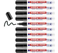 edding 4095 chalk marker - black - 10 chalk pens - round tip 2-3 mm - medium-tipped wet wipe pen for chalkboards, windows, glass, mirrors - liquid chalk marker pens for opaque coverage