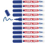 edding 4095 Chalk Marker - Blue - 10 Chalk pens - Round tip 2-3 mm - Medium-Tipped Wet Wipe Pen for chalkboards, Windows, Glass, Mirrors - Liquid Chalk Marker pens for Opaque Coverage