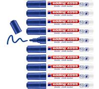 edding 4095 chalk marker - blue - 10 chalk pens - round tip 2-3 mm - medium-tipped wet wipe pen for chalkboards, windows, glass, mirrors - liquid chalk marker pens for opaque coverage
