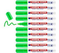 edding 4095 chalk marker - light-green - 10 chalk pens - round tip 2-3 mm - medium-tipped wet wipe pen for chalkboards, windows, glass, mirrors - liquid chalk marker pens for opaque coverage