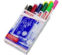 edding 4095 chalk marker - multi-coloured - 10 chalk pens - round nib 2-3 mm - medium-nib wet wipe pen for chalkboards, windows, glass, mirrors - liquid chalk marker pens for opaque coverage