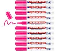 edding 4095 chalk marker - neon-pink - 10 chalk pens - round tip 2-3 mm - medium-tipped wet wipe pen for chalkboards, windows, glass, mirrors - liquid chalk marker pens for opaque coverage