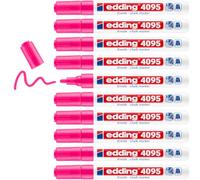 edding 4095 Chalk Marker - neon-Pink - 10 Chalk pens - Round tip 2-3 mm - Medium-Tipped Wet Wipe Pen for chalkboards, Windows, Glass, Mirrors - Liquid Chalk Marker pens for Opaque Coverage