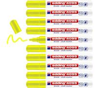 edding 4095 chalk marker - neon-yellow - 10 chalk pens - round tip 2-3 mm - medium-tipped wet wipe pen for chalkboards, windows, glass, mirrors - liquid chalk marker pens for opaque coverage