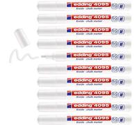edding 4095 Chalk Marker - White - 10 Chalk Pens - Round Tip 2-3 mm - Medium-Tipped Wet Wipe Pen for Chalkboards, Windows, Glass, Mirrors - Liquid Chalk Marker Pens for Opaque Coverage