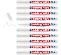 edding 4095 Chalk Marker - White - 10 Chalk Pens - Round Tip 2-3 mm - Medium-Tipped Wet Wipe Pen for Chalkboards, Windows, Glass, Mirrors - Liquid Chalk Marker Pens for Opaque Coverage