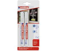 edding 4095 chalk marker - white - 2 chalk pens - round nib 2-3 mm - medium-nib wet wipe pen for chalkboards, windows, glass, mirrors - liquid chalk marker pens for opaque coverage