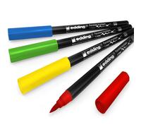Edding 4200 Porcelain Brush Pen - 1-4mm - Pack of 4 - Primary Tones