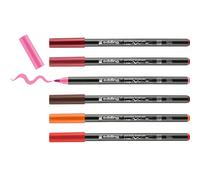 edding 4200 porcelain brush pen - 3x red, orange, brown, pink - 6 pens - brush n