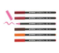edding 4200 porcelain brush pen - 3x red, orange, brown, pink - 6 pens - brush nib 1-4 mm - felt-nib pen for painting and decorating ceramics, porcelain - dishwasher-safe, lightfast ink, quick-drying