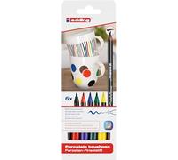 edding 4200 Porcelain Brush Pen - 6 Pens - Brush Tip 1-4 mm - Felt-Tip Pen for Painting and Decorating Ceramics, Porcelain - Dishwasher-safe, quick-drying