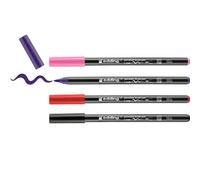 edding 4200 porcelain brush pen - black, red, violet, pink - 4 pens - brush nib 1-4 mm - felt-nib pen for painting and decorating ceramics, porcelain - dishwasher-safe, lightfast ink, quick-drying