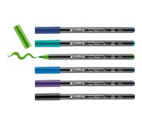 edding 4200 porcelain brush pen - black, violet, 3x blue, green, - 6 pens - brush nib 1-4 mm - painting and decorating ceramics, porcelain - dishwasher-safe, lightfast ink, quick-drying - felt-nib pen