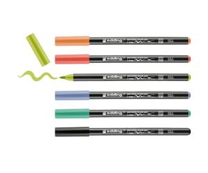 edding 4200 porcelain brush pen - multicoloured set - 6 pens - brush nib 1-4 mm - felt-nib pen for painting and decorating ceramics, porcelain - dishwasher-safe, quick-drying