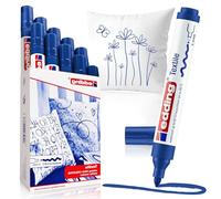 edding 4500 textile marker - blue - box of 10 - round nib 2-3 mm - permanent fabric markers for drawing on textiles, wash-resistant up to 60 °C - marker pens for fabric lettering