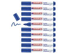 edding 4500 textile marker - blue - box of 10 - round nib 2-3 mm - permanent fabric markers for drawing on textiles, wash-resistant up to 60 °C - marker pens for fabric lettering