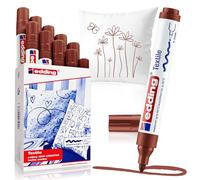 edding 4500 textile marker - brown - box of 10 - round nib 2-3 mm - permanent fabric markers for drawing on textiles, wash-resistant up to 60 °C - marker pens for fabric lettering