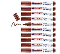 edding 4500 textile marker - brown - box of 10 - round nib 2-3 mm - permanent fabric markers for drawing on textiles, wash-resistant up to 60 °C - marker pens for fabric lettering
