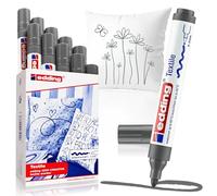 edding 4500 textile marker - grey - box of 10 - round nib 2-3 mm - permanent fabric markers for drawing on textiles, wash-resistant up to 60 °C - marker pens for fabric lettering