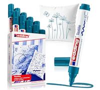edding 4500 textile marker - orient blue - box of 10 - round nib 2-3 mm - permanent fabric markers for drawing on textiles, wash-resistant up to 60 °C - marker pens for fabric lettering