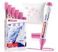 edding 4500 textile marker - pink - box of 10 - round nib 2-3 mm - permanent fabric markers for drawing on textiles, wash-resistant up to 60 °C - marker pens for fabric lettering